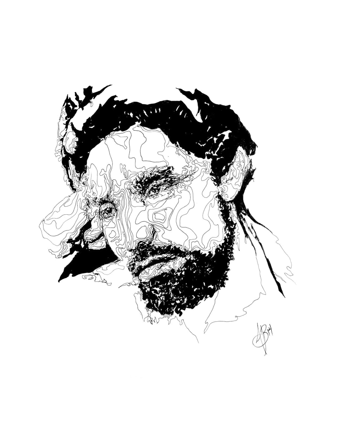 Pen and ink drawing by Augustus Rivers (Brightman), 2023