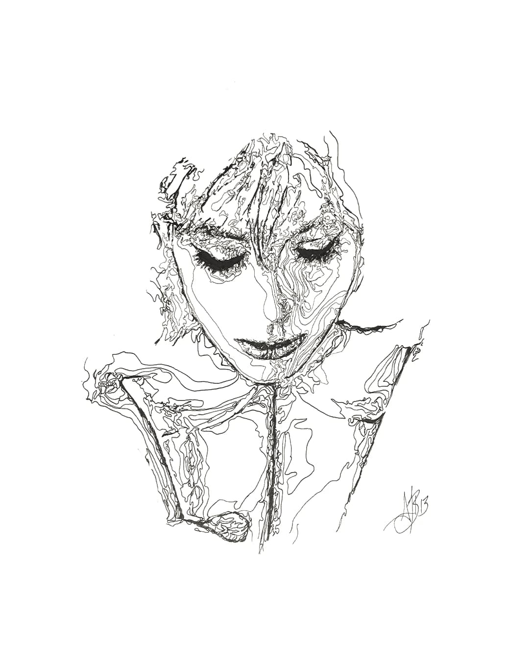 Pen and ink drawing by Augustus Rivers (Brightman), 2023